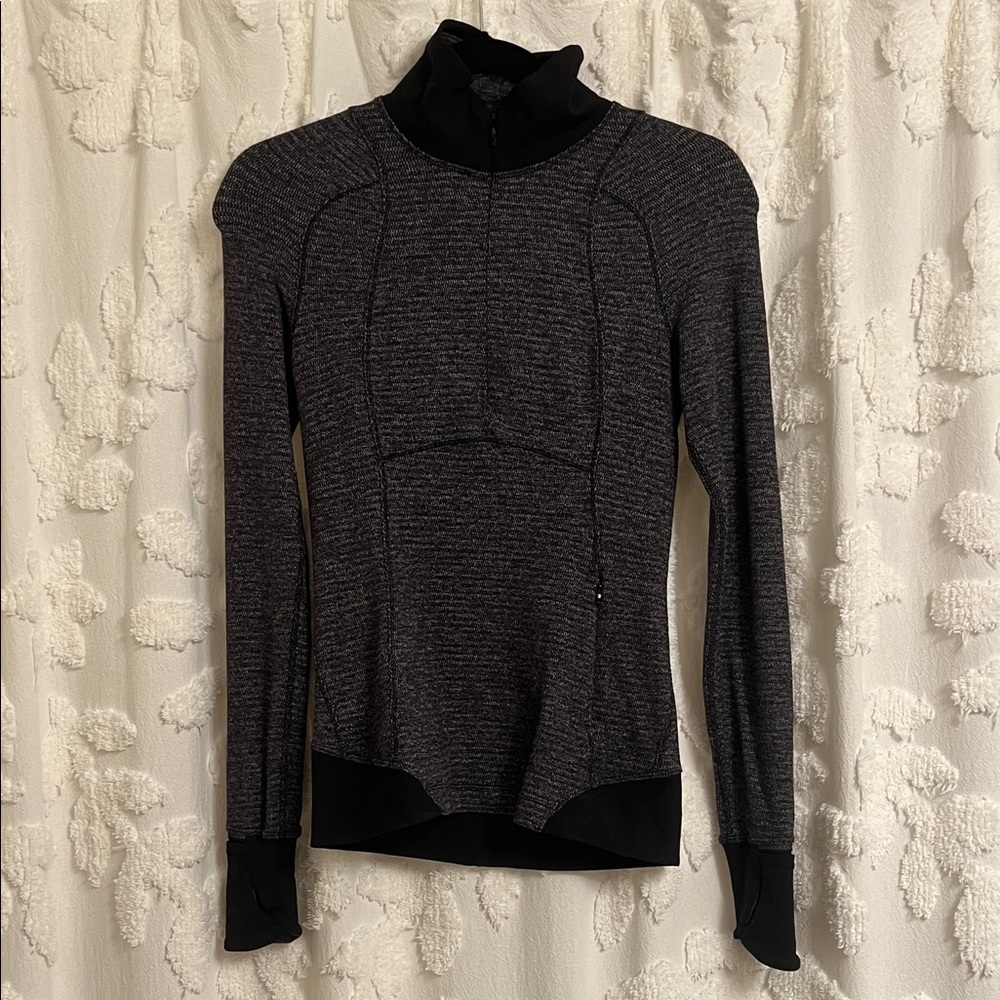Lululemon Athletica Lululemon Runderful 1/2 Zip in Mini Check Pique Black